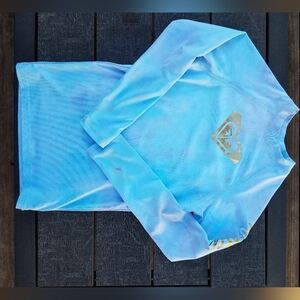 Roxy Blue Long Sleeve Rash Guard Shirt with Gold Logo